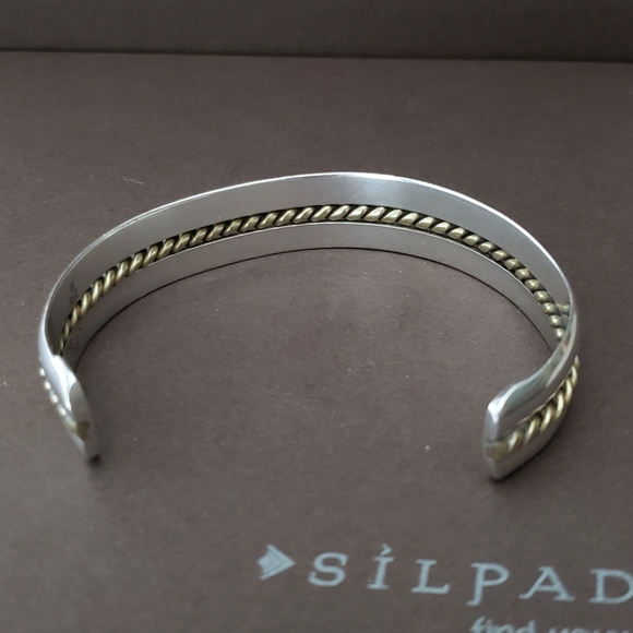 Silpada Sterling Silver Brass Braid Vintage Cuff B0001 - Picture 5 of 12